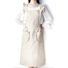 마이워니 원피스형 프릴 롱 에이프런 앞치마 두건