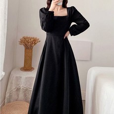 여성용 블랙101 조엔 스퀘어넥 퍼프 롱원피스 CH-2318540
