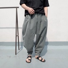 공포스 벨크로 COO 워싱 밴딩 피그먼트 와이드 배기 팬츠 4coor