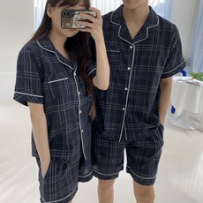 데코라멘 그레나 시원한 소재 체크 여름파자마 커플잠옷 시밀러룩 홈웨어 리뷰후기
