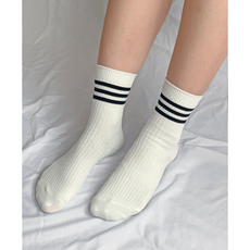YSOCKS 여성 삼선 링글 골지 중목양말 10켤레