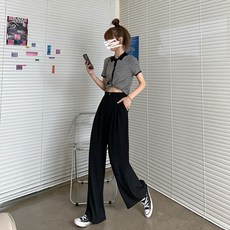 정장바지 하이웨이스트 캐주얼 바지 여 일자 와이드 팬츠 여성복 리뷰 후기