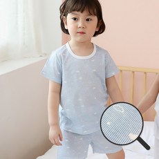 피에니메꼬 구름 블루 반팔 실내복 무형광 면 100 국내생산 리뷰 후기