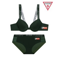 게스언더웨어 QR코드 캐주얼 다크그린 브라 팬티 리뷰후기