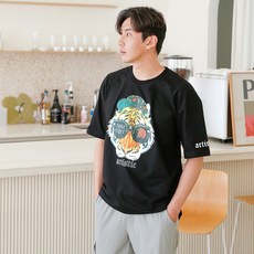 문컬렉션 5부반팔티 오버핏반팔티 로즈타이거 빅사이즈 반팔 티셔츠 여름 데일리 오버핏 캐주얼 루즈핏 레터링티 프린팅티셔츠 남성반팔티 여성반팔티 커플룩 남녀공용 남성용 리뷰후기