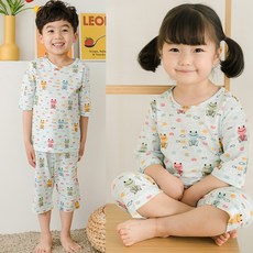 꾸미 슬라브 개굴개굴 7부 SET/아동실내복 아동상하복 리뷰후기