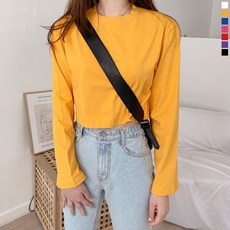 티데일리 니쥬 무지 크롭티 여성용 무지 라운드 루즈핏 긴팔 티셔츠 리뷰후기