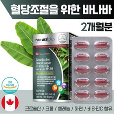 캐나다 생산 바나바 60정 2개월분 . 바나바잎 추출물 코로솔산 크롬 아연 셀렌 비타민C 식후 혈당 상승 억제 도움 식약처 인증 건강 기능 식품, 2통