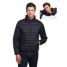 Weatherproof 남성용 패딩 재킷 - 휴대용 여행용 목 베개 대체 다운 패딩 재킷 남성용 (S-3XL) 블랙.