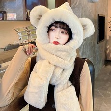 곰돌이 제니 머플러 일체형 목도리 장갑
