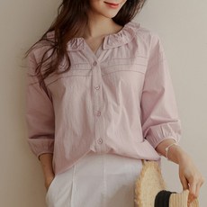 디론 프릴넥 7부 나그랑 블라우스 리뷰후기