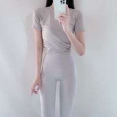 마이 크롭 반팔 필라테스복 요가복 필라테스옷 성인발레복 여성골프웨어 폴웨어 커버업 운동복 봄 여름 가을 리뷰후기