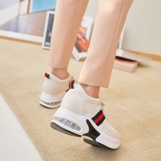 여자 명품 천연가죽 스니커즈 발편한 키높이 운동화 에어쿠션 속굽포함 8cm