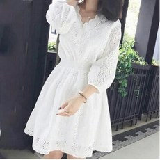 루나걸 화인 펀칭 레이스 원피스 리뷰후기