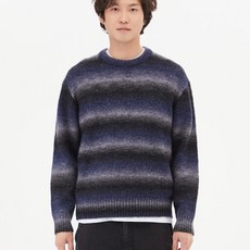 탑텐 23 FW 남자 그라데이션 라운드넥 긴팔 니트 네이비 NV