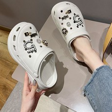 샌들지비츠세트 여성 키높이 펀칭 지비츠 샌들 아쿠아슈즈 여름 슬리퍼 통굽 푹신한 리뷰 후기