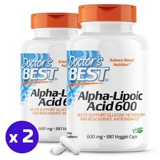 Doctor's Best 알파 리포산 600mg 180 베지정, 2개, 180정