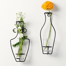 골드 와이어꽃병 와이어화병 철재꽃병 화분 프레임 실린더 시험관 철제 이케바나 오브제 와이어 골드벽걸이 벽장식 월행잉데코 행인플렌트 수경재배유리병