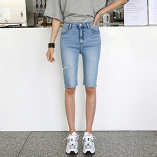 갠소 연청 데미지 커팅 5부 팬츠 리뷰후기