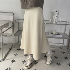 쉐얼유 여성 리엔 기모 A라인 밴딩 롱스커트