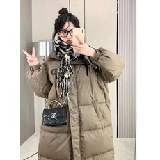 DFMEI 화이트 오리털 슬림해 보이는 한국판 도톰 방한 하프 패딩