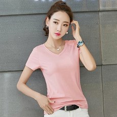 데일로엔 여성용 무지 브이넥 반팔 티셔츠 1413 리뷰후기