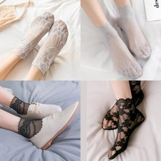 하라주쿠 꽃 시스루 레이스 망사 스타킹 양말 리뷰 후기