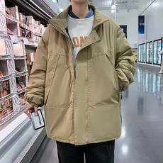 패딩남항트렌드멋스러운가을겨울신상ins루즈핏기모코트W8-8
