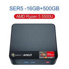 UnKnown Beelink 미니 PC 게임용 컴퓨터 SER5 Max AMD Ryzen 7 5500U 16GB 500GB, 516GB