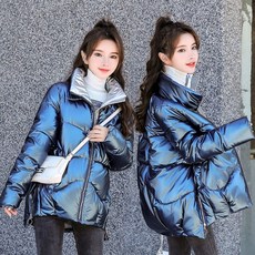 chunkeer 2023년 여성 반시즌 빛나는 표면 숏 다운 점퍼 겨울 아우터 와이드핏 다운 점퍼 CjxL1VR