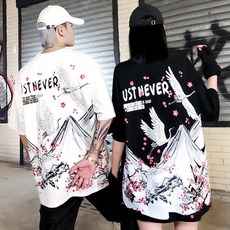 시너리 두루미 풍경 백 프린팅 반팔티 리뷰 후기