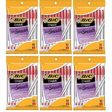 BIC 크리스탈 엑스트라 스무스 볼펜 미디엄 포인트(1.0mm) 레드 10개입(6개들이)