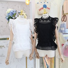 요시아나 여리여리 마틸다 레이스 시스루 민소매 블라우스 -2컬러 리뷰후기