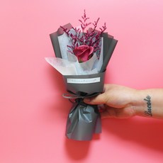 블리스테리 비누장미꽃다발 비누꽃1송이 미니꽃다발 한송이 [3color], 크린베리