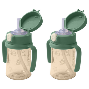 베베락 국내 제조 아이와 PPSU 원터치 빨대컵 210ml, 2개, 딥그린