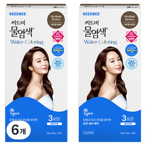 씨드비 프리미엄 물 염색제 3회분, 미디엄브라운, 6개