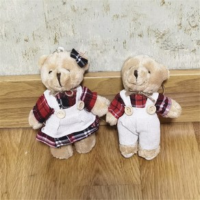 수수보따리 커플인형 키링 2종세트 열쇠고리 가방인형 곰인형 베어 토끼인형 래빗 키홀더 가방장식 차키링, 커플 곰돌이(레드), 1세트
