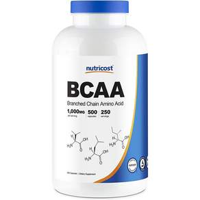 nutricost BCAA支鏈氨基酸膠囊, 500顆, 1罐