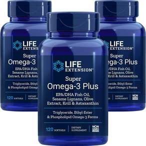 LIFE EXTENSION Super Omega 3 Plus魚油軟膠囊, 3罐, 120顆