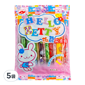 TONG JIH 統記食品 Hello Betty 蒟蒻果凍條 綜合口味, 300g, 5袋