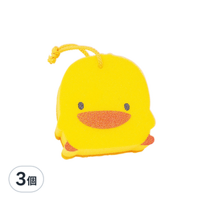 PiYOPiYO 黃色小鴨 小鴨造型雙層沐浴海棉 W11*L11*H3.5cm, 黃色, 3個