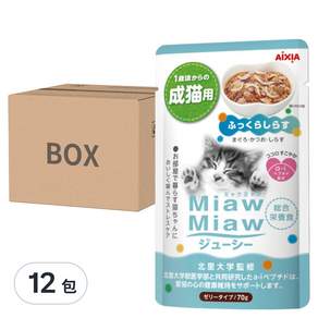 AiXiA 成貓 樂妙喵主食餐包 28號, 鰹魚+吻仔魚, 70g, 12包