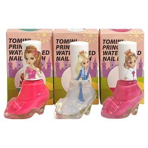 Tomini 孩童公主系列 水性指甲油 3入, B款 粉紅色+櫻桃紅+透明, 1組