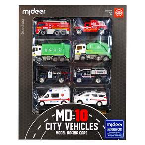 mideer 合金車套組 特殊車輛 MD-1216 10台, 1盒