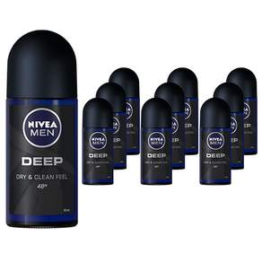 NIVEA 妮維雅 深極炭系列男士止汗爽身滾珠瓶, 10個, 50ml