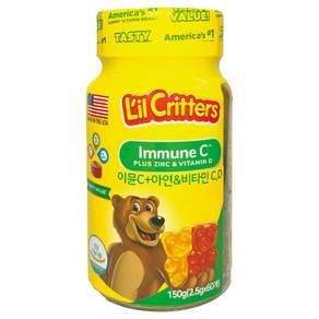 L'il Critters Immune 鋅+維他命C/D軟糖, 60顆, 1罐