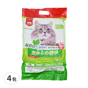 ECO Clean 豆腐貓砂, 綠茶, 7L, 4包