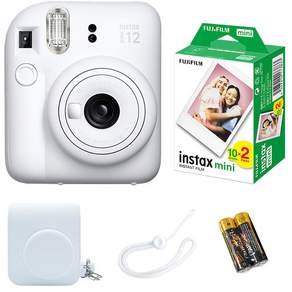 FUJIFILM 富士 instax 馬上看 Mini 12拍立得相機 塗鴉白+包包+底片 10張*2盒+背帶組, 單品, 1組