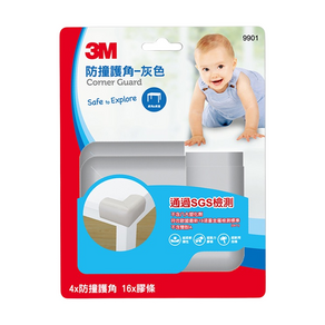 3M 兒童安全防撞護角, 灰色, 護角*4+膠條*16, 1個