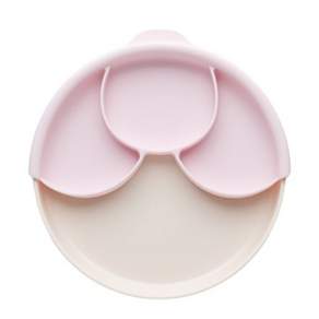 miniware 微兒 天然聚乳酸分隔餐盤組 香草棉花糖 21.5*21.5*4cm, 粉色, 1組